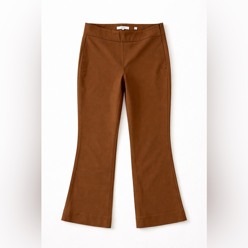 Vince Camel Tan Flattering Cropped Flare Pants Stretch Tailored Chic Minimal, 2